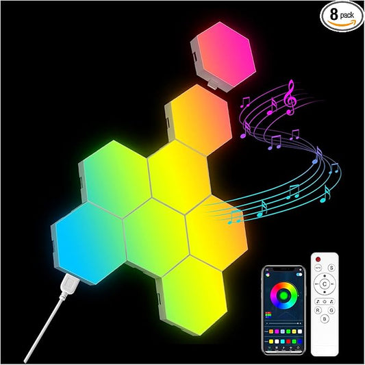 OJQ 8 Pack Hexagon Lights Wall RGB Panel