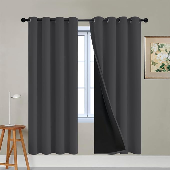Yakamok 100% Blackout Curtains, 2 Thick Layers Thermal Insulated Total Blackout