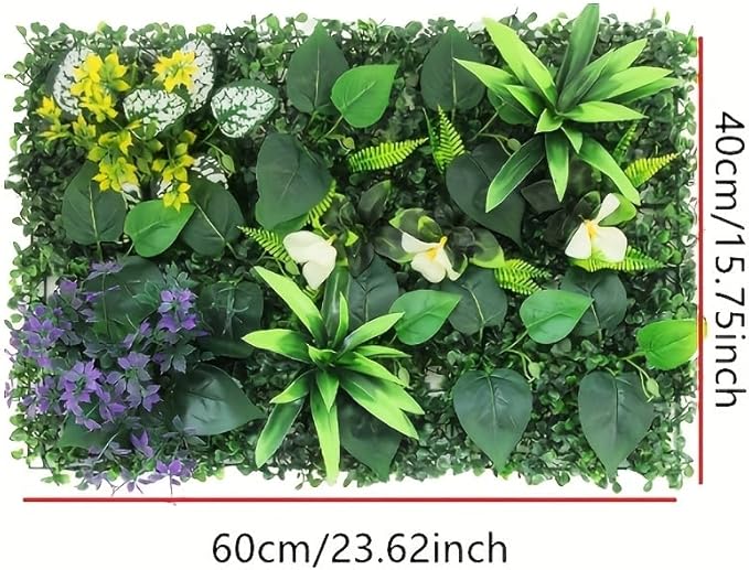 Artificial Mixed Botanical Plant Wall Panel, 24x16 in UV-Protected Faux