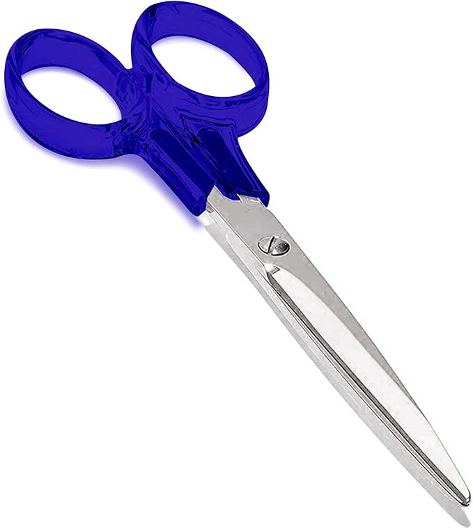 OfficeGoods 3 Piece Acrylic Desk Set - Includes Ruler, Staple Remover, Scissors - Functional & Elegant Desk Accessories - Stationery Tools for Home, Office, and School - Blue with Silver Metal