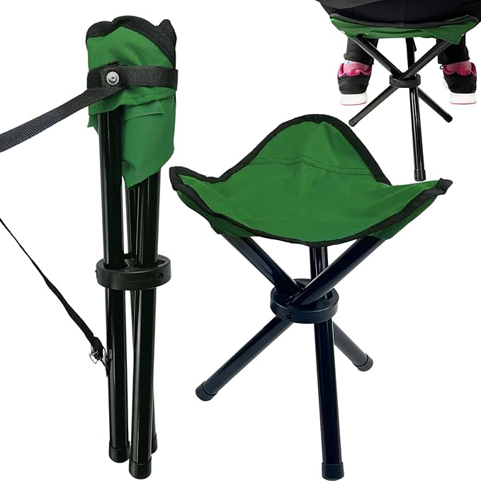 Travel Folding Camping Stool, 14.6 inches Tripod Chair and Maximum weight 210 lbs Outdoor Portable Party Chair Fishing Chair Seat for Camping Fishing Hiking Gardening and Beach Garden Painting