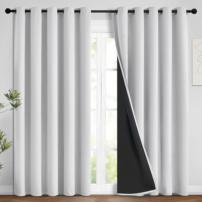 Yakamok 100% Blackout Curtains 84 Inches Long, 2 Thick Layers Heat and Full