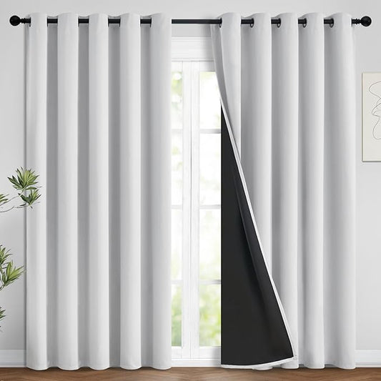 Yakamok 100% Blackout Curtains 84 Inches Long, 2 Thick Layers Heat and Full