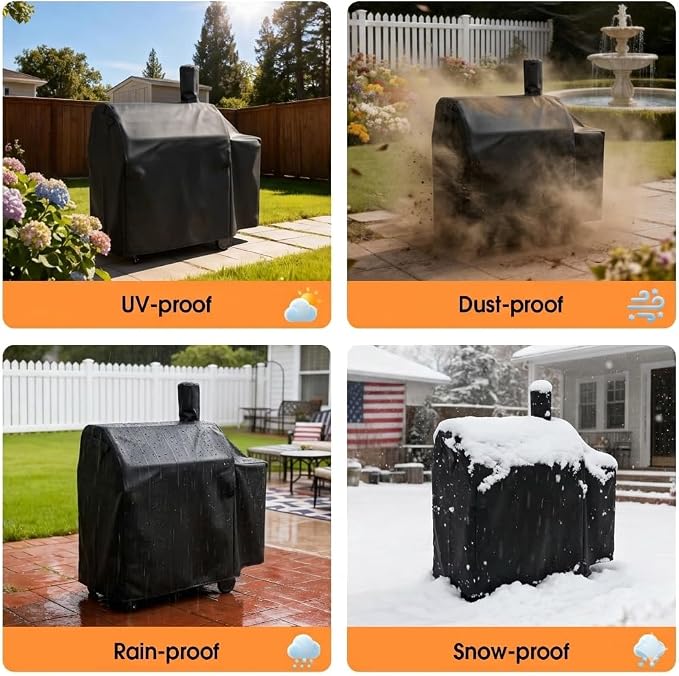 Grill Cover for Nexgrill 810-0071 Oakford 1150 Reverse Flow Offset Smoker Charcoal Grill, Waterproof Outdoor BBQ Griddle Cover, Fade-Resistant UV Resistant All Weather Protection