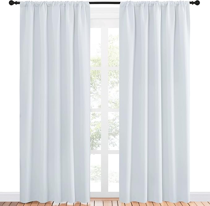 NICETOWN Greyish White Bedroom Curtain Panels