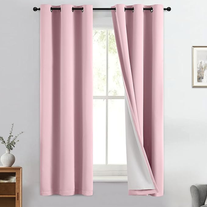 Yakamok 100% Blackout Curtain Panels 63 inches Cold and Light Blocking Drapes