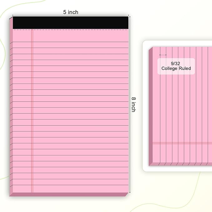 5pcs Small Note Pads 5x8 Notebook College Ruled Legal Pads Color Notepads 5 Pack Study Back Writing Pads 5 x 8 Perforated Narrow Ruled Pads of Paper for School & Office Supplies 30 Sheets/Pack