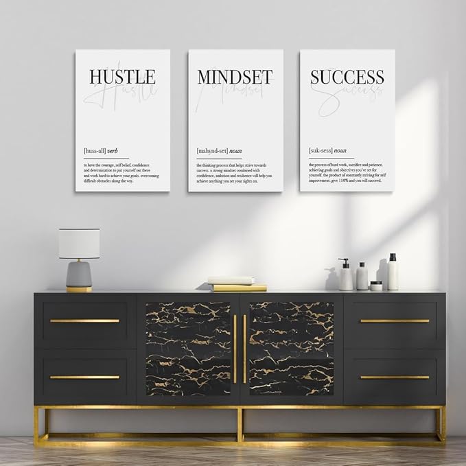 GUBIYU The Hustle Inspirational Canvas Motivational Poster