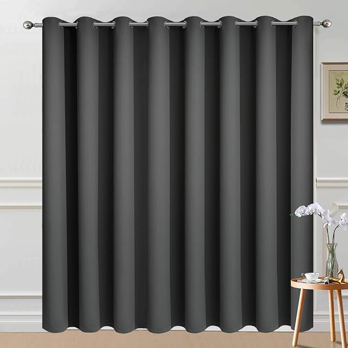 Yakamok Total Blackout Extra Wide Patio Sliding Door Curtains, Grommet Thermal