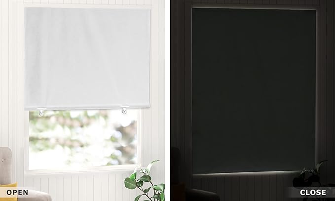 LazBlinds 100% Blackout Roller Shades, No Tools No Drill Cordless Blinds