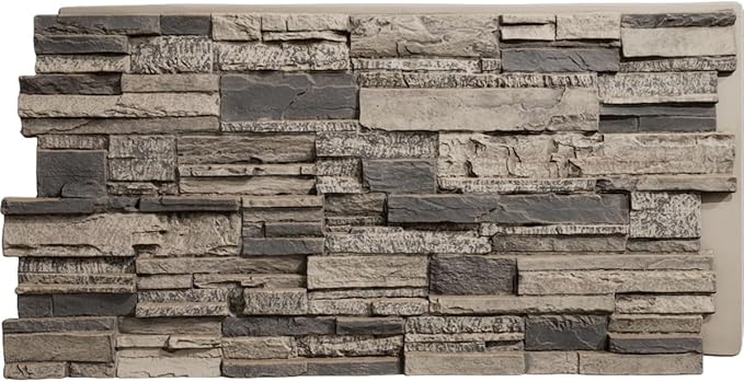 EverStone Cascade Faux Stone Panel, 48 5/8"W x 24 3/4"H x 1 1/4"D, Urban Color