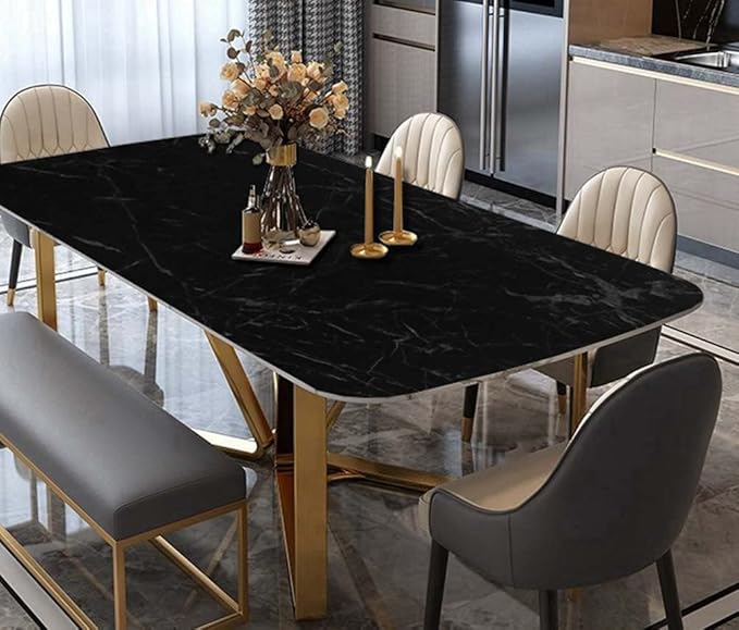Arthome Black Marble, 11.8x100 Inches Peel and Stick Wallpaper, Marble Contact