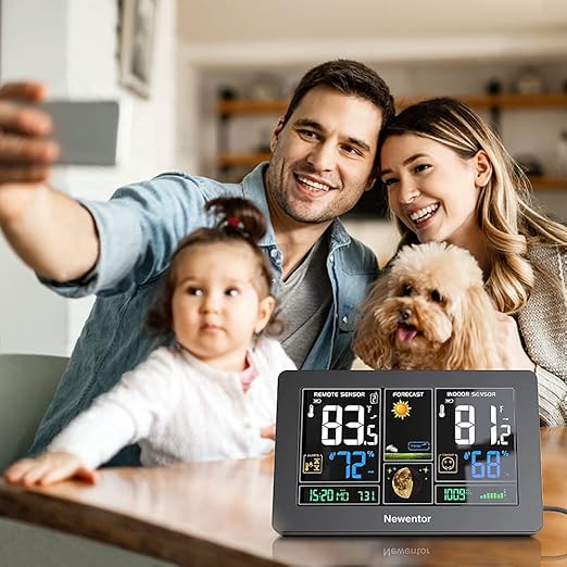 Newentor Weather Station Wireless Indoor Outdoor Thermometer, Color Display