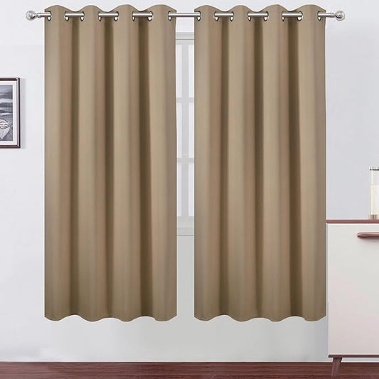 LEMOMO Natural Thermal Blackout Curtains/52 x 72 Inch/Set of 2 Panels Room