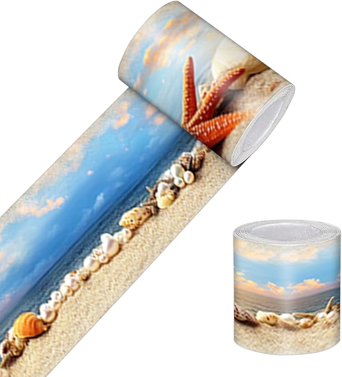 HOMETITUTE Wallpaper Border Peel and Stick Beach Sunset Texture Decorative Wall