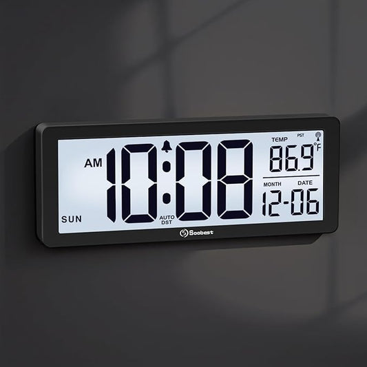 Soobest 8.5" Atomic Digital Wall Clock, Never Needs Setting, Auto Time Sync
