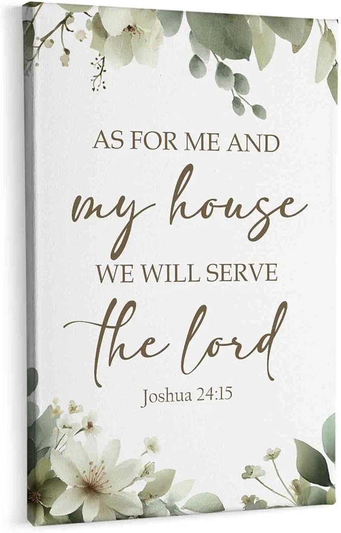 HIWX Christian Wall Decor, as for Me and My House Bible Verses Sage Green