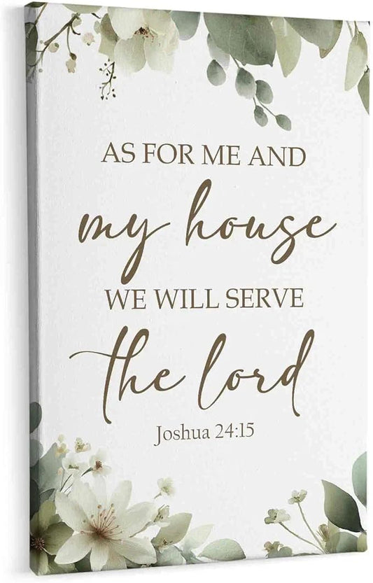 HIWX Christian Wall Decor, as for Me and My House Bible Verses Sage Green