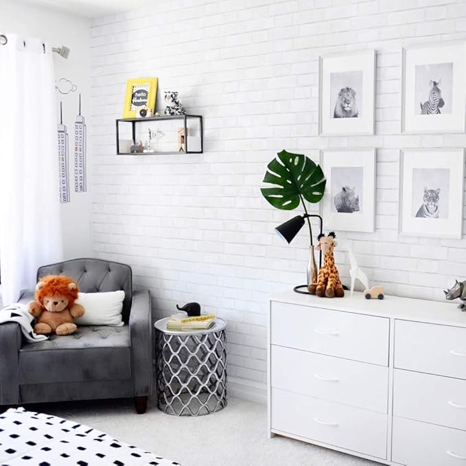 Tempaper Textured White Brick Removable Peel and Stick Wallpaper, 20.5 in X