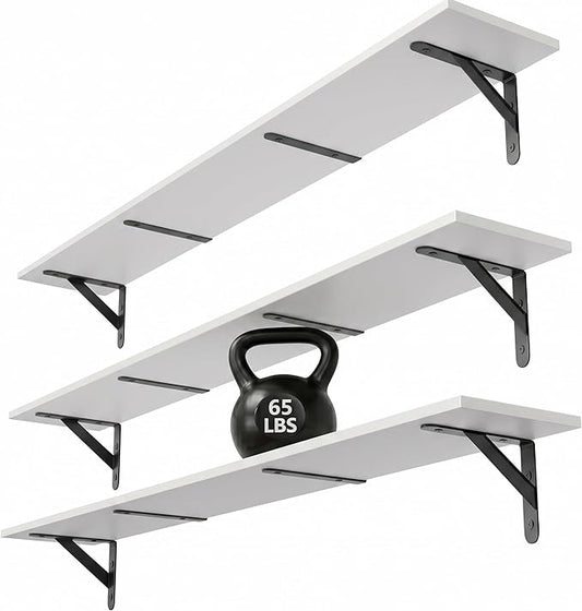 WOPITUES Floating Shelves for Wall 48″W x 8″D, Long Wall Mounted Shelves Set of