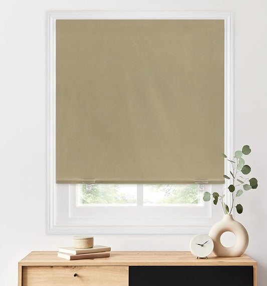 LazBlinds 100% Blackout Roller Shades, No Tools No Drill Cordless Blinds
