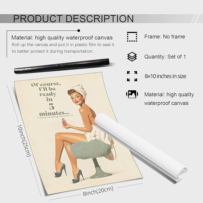 noxozoqm Boho Sage Green Bathroom Poster Vintage 70s Pin Up Girl Wall Art Of
