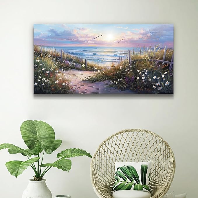 hyidecorart Canvas Wall Art For Living Room Wall DecorFor Bedroom Flower Beach
