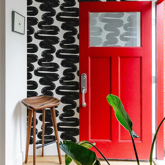 Tempaper x Bobby Berk White & Black Wiggle Room Removable Peel and Stick