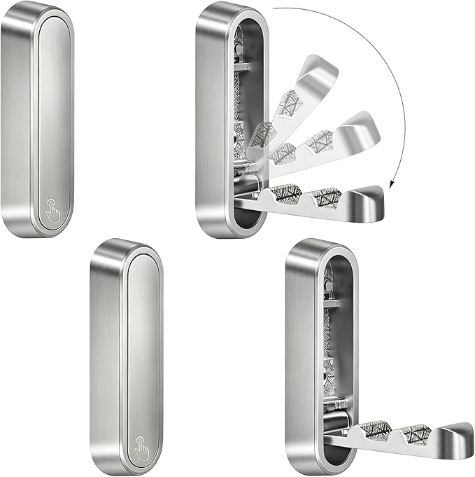 4PCS Foldable Wall Hooks, Flip Down Design