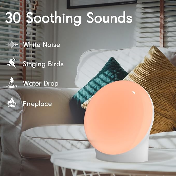 Brown Noise Sound Machine with 30 Soothing Sounds Sleep Machine 12 Colors Night Light White Noise Machine 36 Volume Levels 4 Timers and Memory Function 10 Adjustable Brightness for Baby Adults Kids