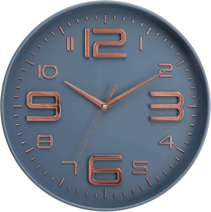 12 inch Silent and Non tick Battery Powered Quartz Round Wall Clock, Suitable