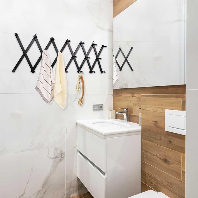 SCUNDA Wall Rack with 20 Hooks, Wooden Wall Expandable Coat Rack