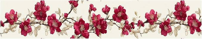 Cherry Blossom Wallpaper Border 196x4 Inch Red Flower Peel and Stick Wall