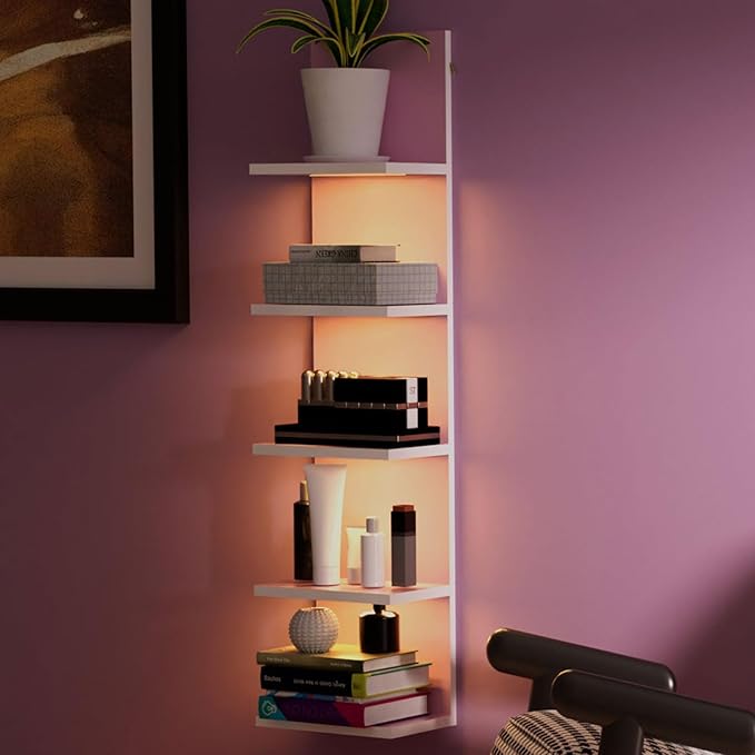 Homaterial 5 Tier Wall Shelf Unit, Modern Vertical Lack Wall Shelves