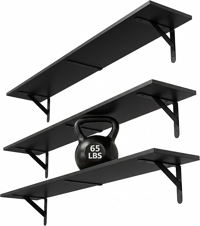 WOPITUES Floating Shelves for Wall 32″W x 8″D, Long Wall Mounted Shelves Set of