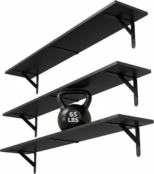 WOPITUES Floating Shelves for Wall 32″W x 8″D, Long Wall Mounted Shelves Set of