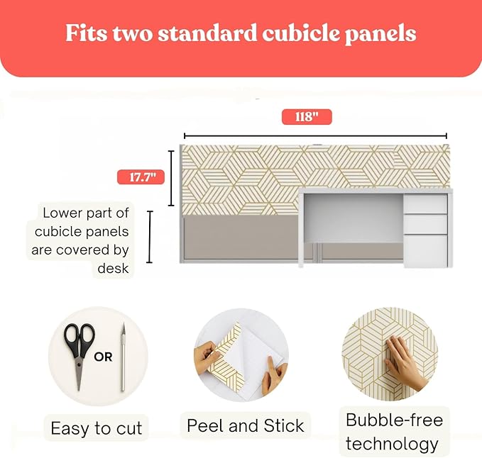 Cubicle Wallpaper for Fabric Walls Removable-Gold and White Geometric Wallpaper