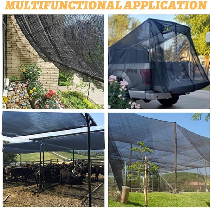 Cool Area 40% 6.5x6.5ft Sunblock Shade Cloth Cover Mesh UV Resistant Net for Garden Flower Plant Greenhouse, Black