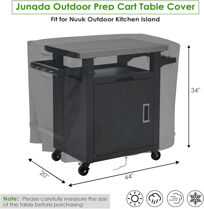 Outdoor Prep Table Cover for Nuuk Deluxe Outdoor Rolling Prep Station,Waterproof 44 inch Outdoor Prep Cart Cover - 44"L x 20"W X 34"H