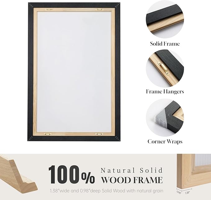 Framed Neutral Abstract Wall Art Set of 2, Minimalist Block Lines Pictures