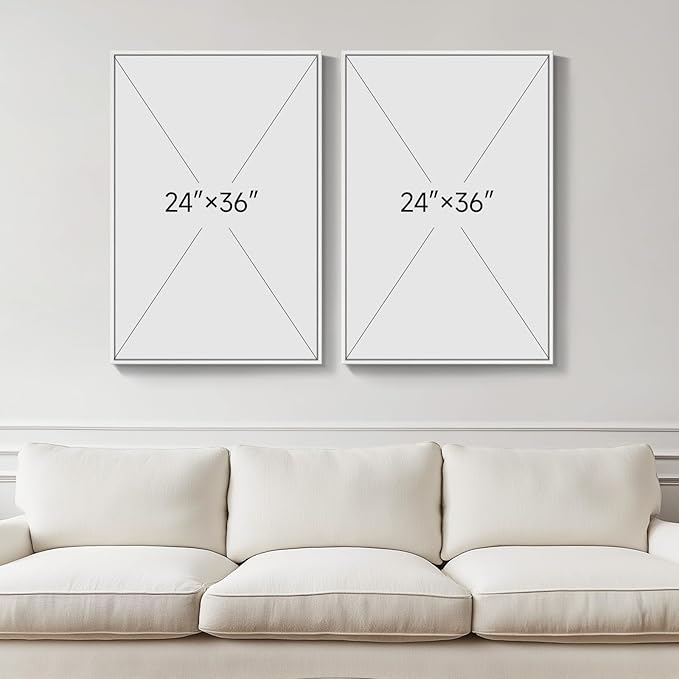 Framed Abstract Coastal Blue White Wall Art
