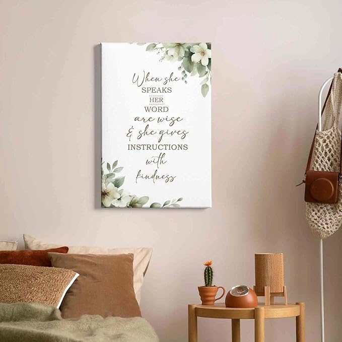 HIWX Christian Wall Decor, Sage Green Botanical Bible Verses Framed Canvas