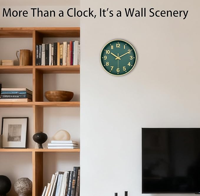 Modern Wall Clock, 10 Inch Digital Wall Clocks Battery Operated, Round Non