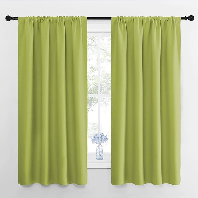 NICETOWN Fresh Green Blackout Curtains 48 inches Long