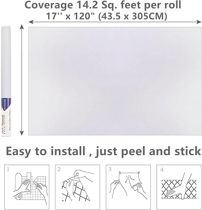 Arthome 17"x120" White Contact Paper, Peel and Stick Matte Wallpaper, Self