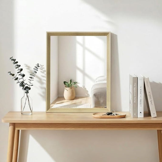 Oak Wood Effect Framed Wall Mirror, 16x20 Rectangle Mirror,