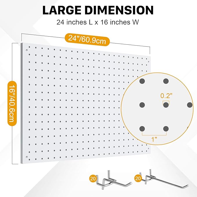 Peg Board, 4 Pack Metal Pegboard Panels White Pegboards Wall Organizer
