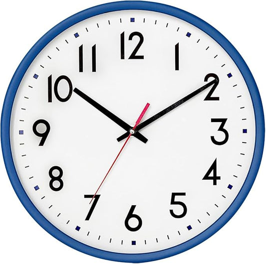 HZDHCLH Wall Clock Blue, Silent Wall Clocks Battery Operated 8 Inch Modern Non