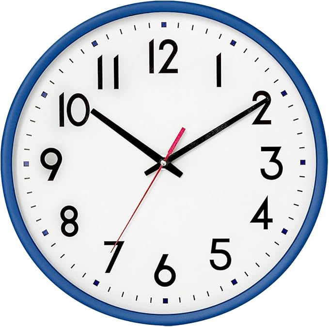 HZDHCLH Wall Clock Blue, Silent Wall Clocks Battery Operated 12 Inch Modern Non