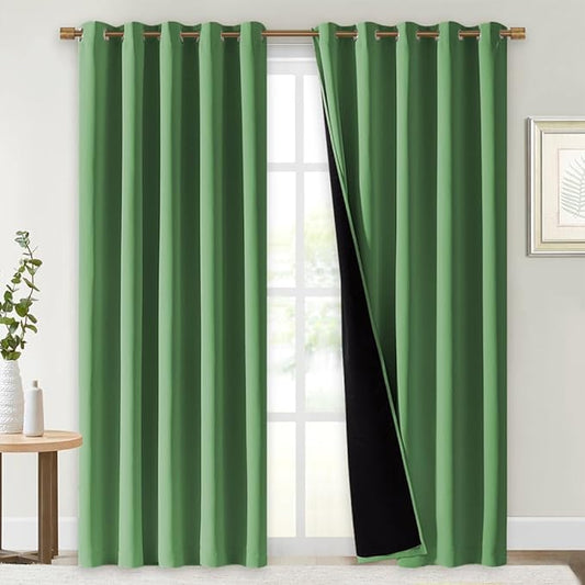 NICETOWN 100% Blackout Window Curtain Panels, Forest Green, Cold and Full Light